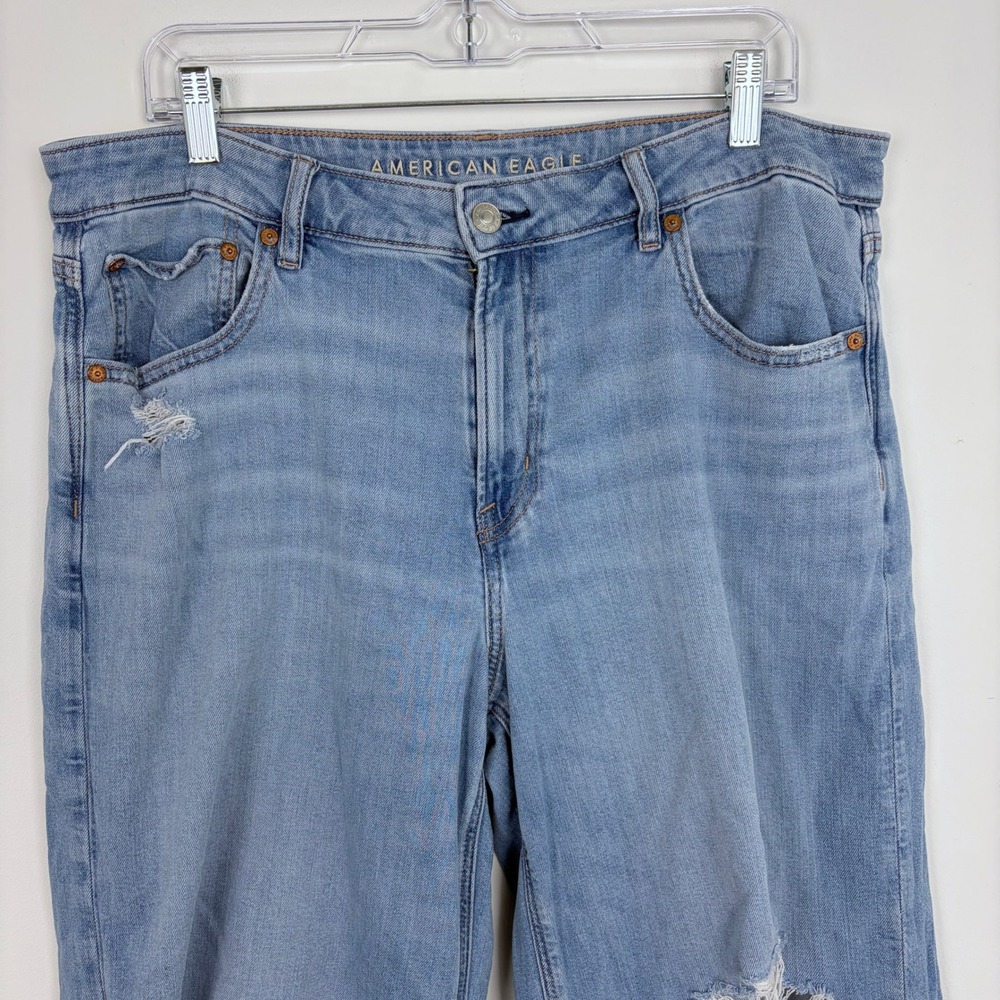 American Eagle Stretch Low-Rise Baggy Wide Leg Jean Light Wash Size 14 Regular - Picture 3 of 10